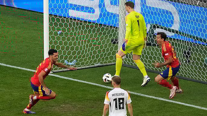 EURO 2024 காலிறுதி : ஜெர்மனியை வெளியேற்றிய ஸ்பெயின்... போர்த்துக்கல் அணியை வீழ்த்தி அசத்திய பிரான்ஸ் !