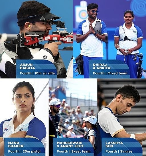 ஒலிம்பிக் தொடரில் 5 போட்டிகளில் 4-ம் இடம்... மயிரிழையில் பதக்கத்தை தவறவிட்ட இந்திய வீரர்கள் யார் யார் ?