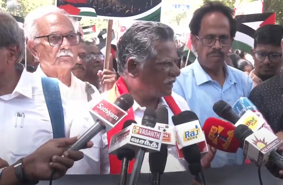 “இஸ்ரேலுக்கு ஆதரவு : இனவெறி பிடித்த மோடி சர்க்கார்...” - CPI செயலாளர் முத்தரசன் காட்டம் !