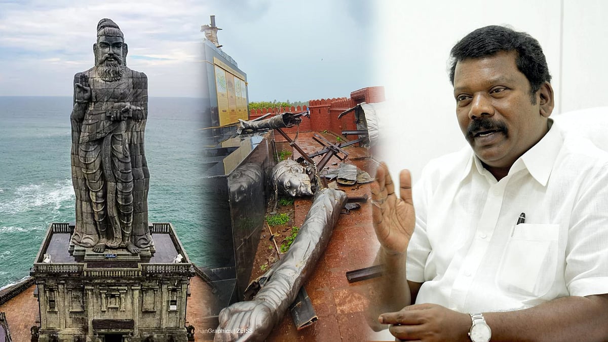 ஐயன் திருவள்ளுவர் சிலை வானுயர்ந்து  நிற்கிறது! - சத்ரபதி சிவாஜி சிலை நொறுங்கியுள்ளது! : செல்வ பெருந்தகை!