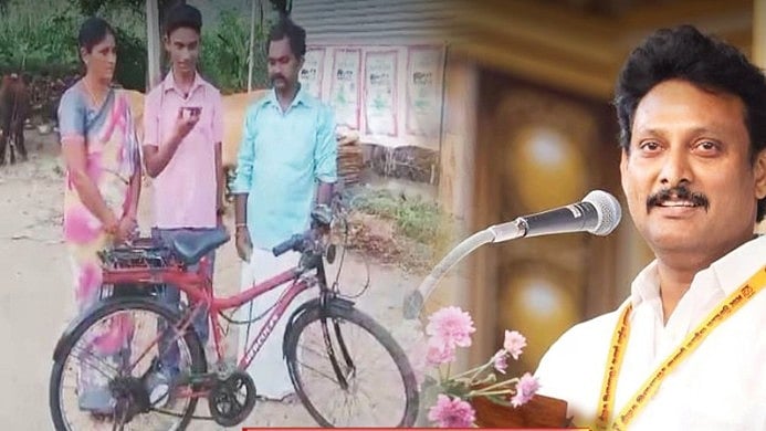 பேட்டரியால் இயங்கும் மிதிவண்டியை வடிவமைத்த அரசு பள்ளி மாணவன் : ஆலோசனை கேட்ட அமைச்சர் அன்பில் மகேஸ்!