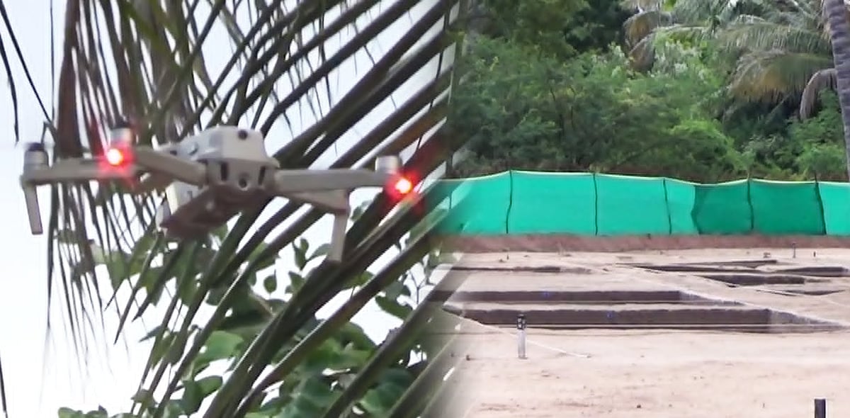 கீழடி அகழாய்வு தளம் ஆவணம்! : ஹெலிகாம் டிரோனில் பதிவு செய்யும் பணி தொடக்கம்!