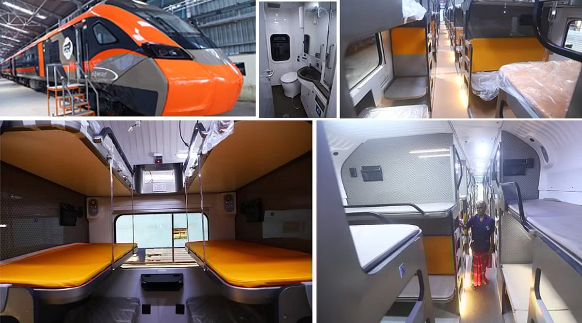 மணிக்கு 160 கி.மீ வேகம்... சோதனை ஓட்டத்துக்கு தயாராக இருக்கும் தூங்கும் வசதி கொண்ட வந்தே பாரத் இரயில் !