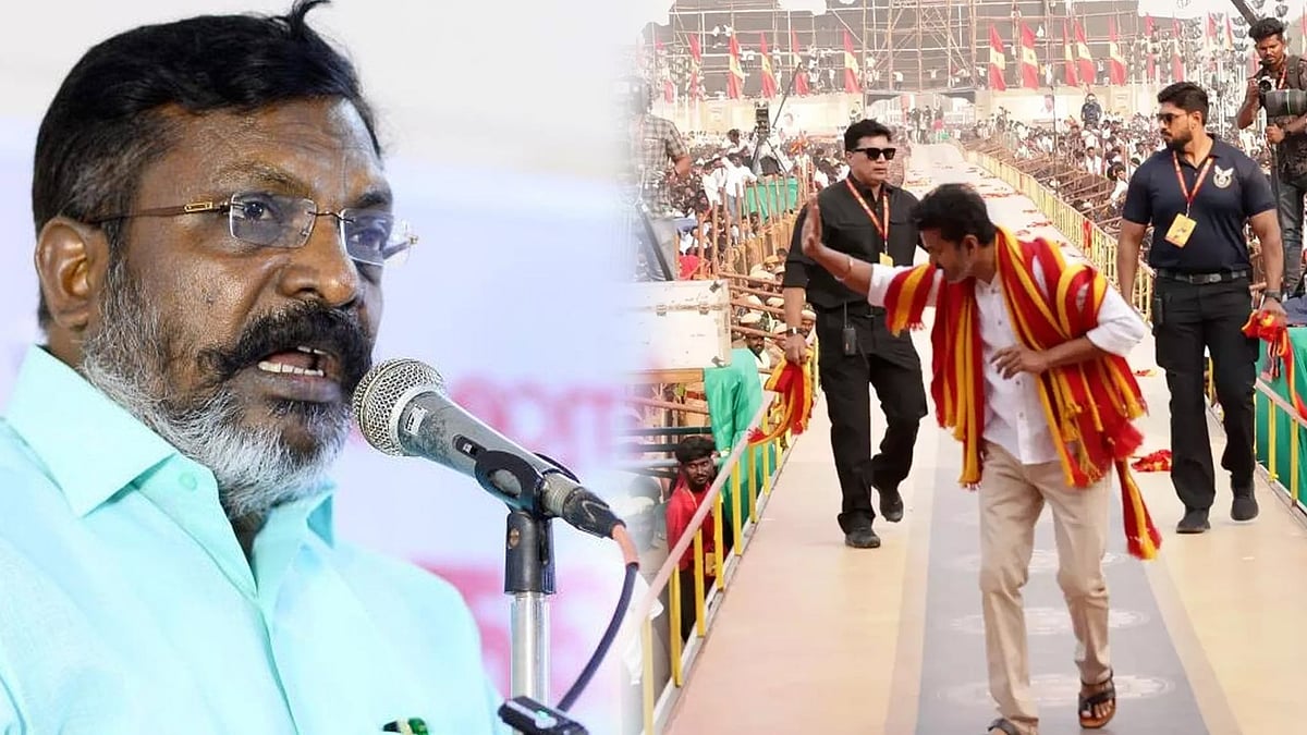 ”பல இலட்சம் பேர் முன்னிலையில் நடந்த படப்பிடிப்புதான் நடிகர் விஜய்யின் மாநாடு” - திருமாவளவன் விமர்சனம் !