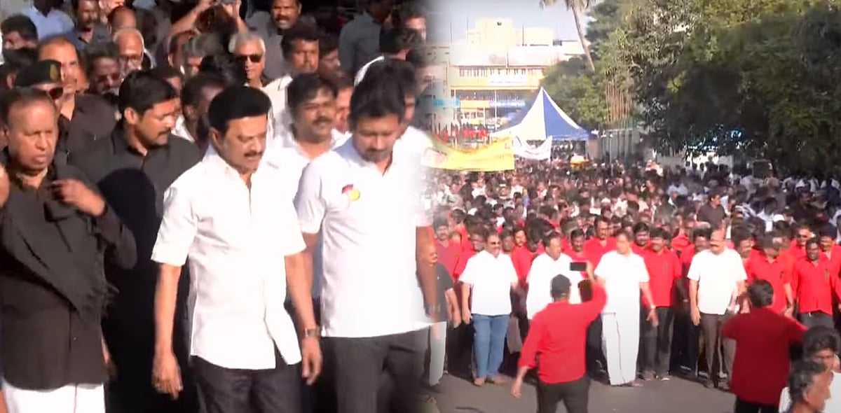 பல்லாயிரக்கணக்கானோர் கலந்து கொண்ட அமைதி பேரணி - அண்ணா, கலைஞர் நினைவிடத்தில் முதலமைச்சர் மரியாதை !  