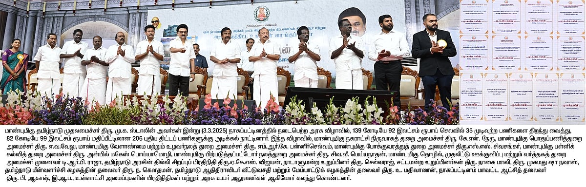 நாகப்பட்டினத்தில் ரூ.423.18 கோடியில் முடிவுற்ற பணிகள்... முதலமைச்சர் திறந்து வைத்தார் - விவரம் என்ன?