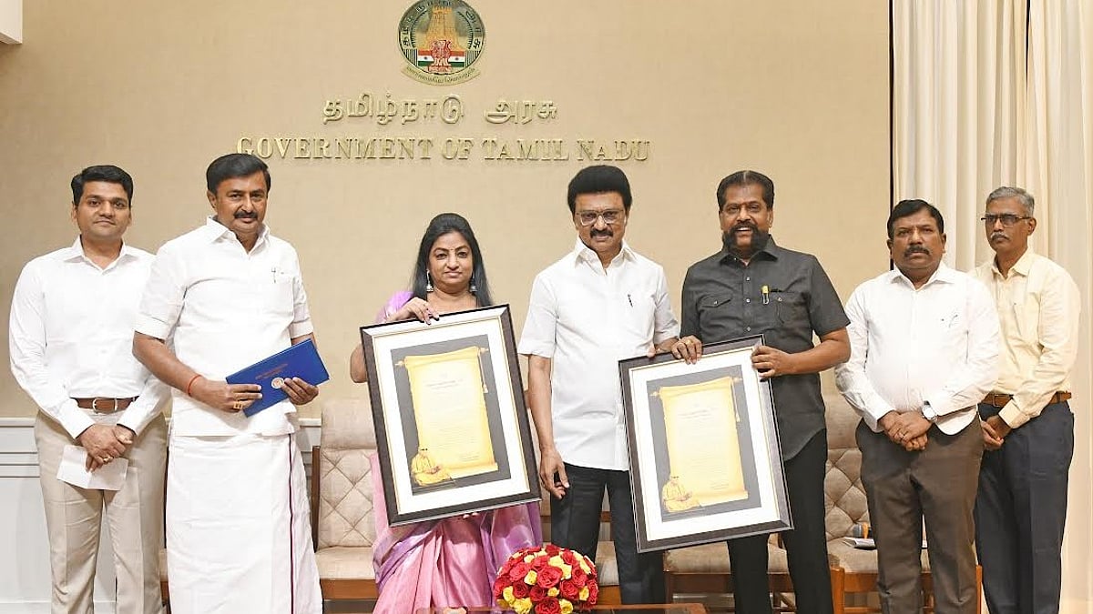 கலைஞர் எழுதுகோல் விருது : நக்கீரன் கோபால், சுகிதா சாரங்கராஜ்-க்கு வழங்கினார் முதலமைச்சர் மு.க.ஸ்டாலின் ! 