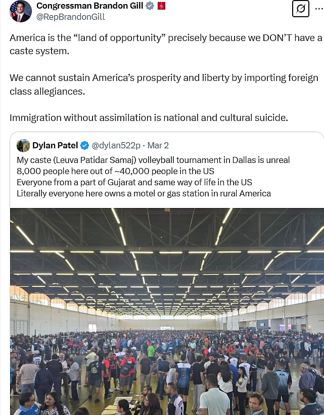 அமெரிக்காவில் சாதிய நிகழ்ச்சியை நடத்திய குஜராத் அமைப்பு - அமெரிக்க நாடாளுமன்ற உறுப்பினர் கடும் கண்டனம் !