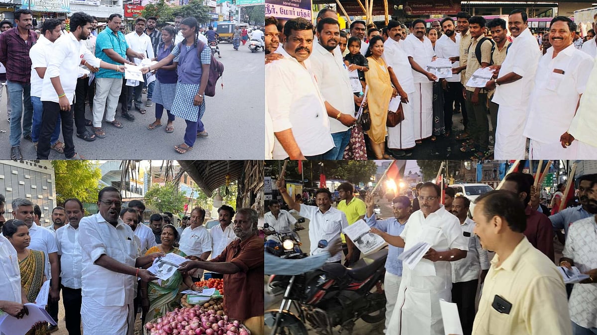 வஞ்சக பாஜக - துரோக அதிமுக... தமிழ்நாடு முழுவதும் துண்டு பிரசுரங்களை வழங்கிய திமுகவினர்!