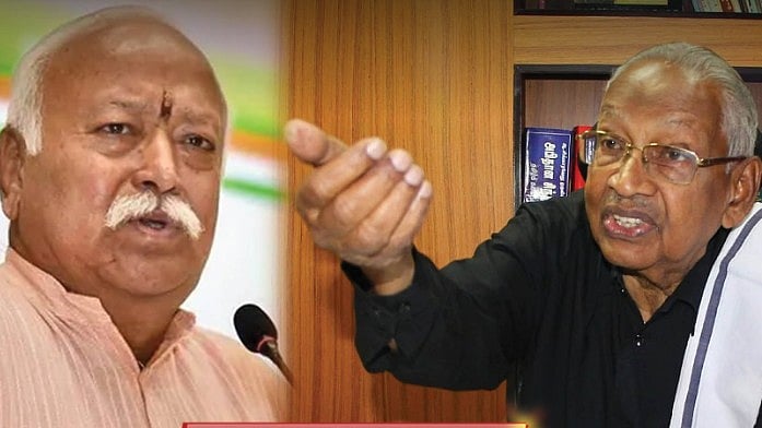 ”மோகன் பாகவத்தின் அப்பட்டமான பொய்யுரை” : உண்மையை புட்டு புட்டு வைத்த கி.வீரமணி!