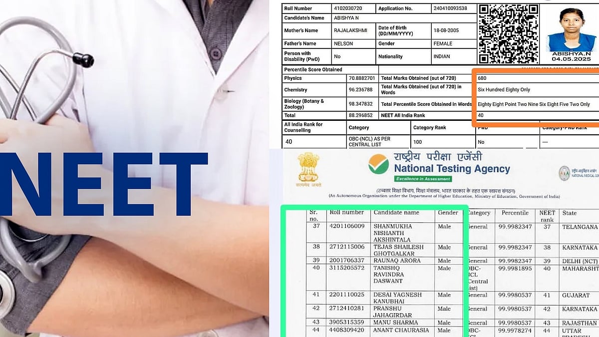 நீட் தேர்வு முடிவுகளில் குளறுபடி... அதிக மதிப்பெண் எடுத்தும் முதல் 100 இடங்களில் இடம்பெறாத கோவை மாணவி !
