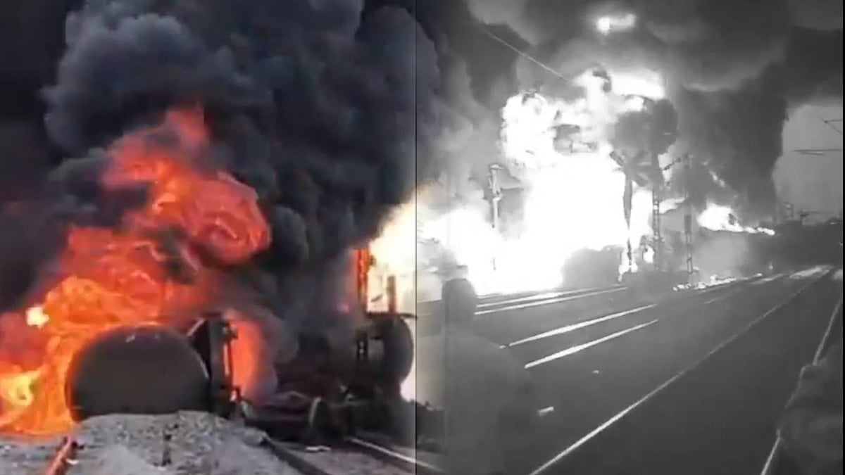 திருவள்ளூர் அருகே சரக்கு ரயில் தீ விபத்து - 5 மணிநேரமாக தொடரும் மீட்புப் பணி!