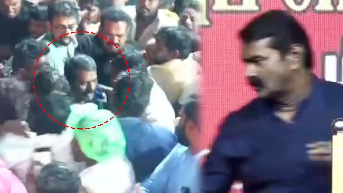 செய்தியாளர்களிடம் அடாவடியாக நடந்து கொண்ட சீமான் : பொதுக்கூட்டத்தில் நடந்த பரபரப்பு!