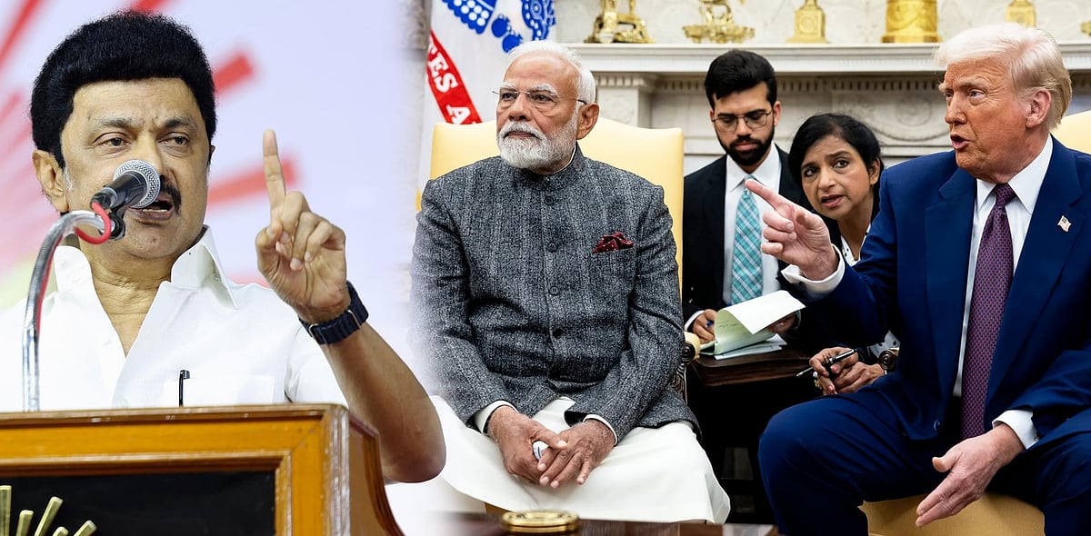 அமெரிக்காவின் சூழ்ச்சிக்கு துணைபோகும் ஒன்றிய பாஜக அரசு... திமுக கூட்டணி கட்சிகள் சார்பில் ஆர்ப்பாட்டம் !