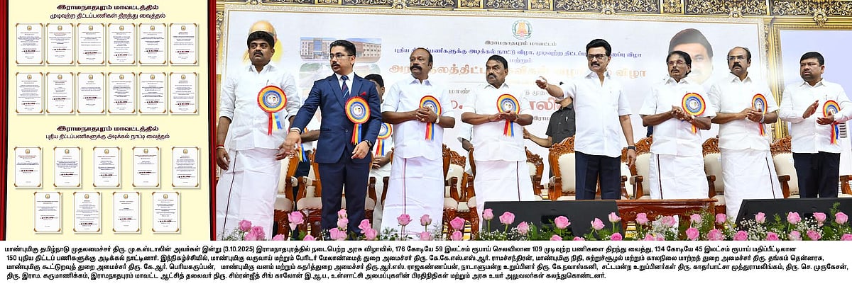 இராமநாதபுரம் - 150 புதிய திட்டப் பணிகள் : 50,752 பயனாளிகளுக்கு  நலத்திட்ட உதவிகளை வழங்கிய முதலமைச்சர்!