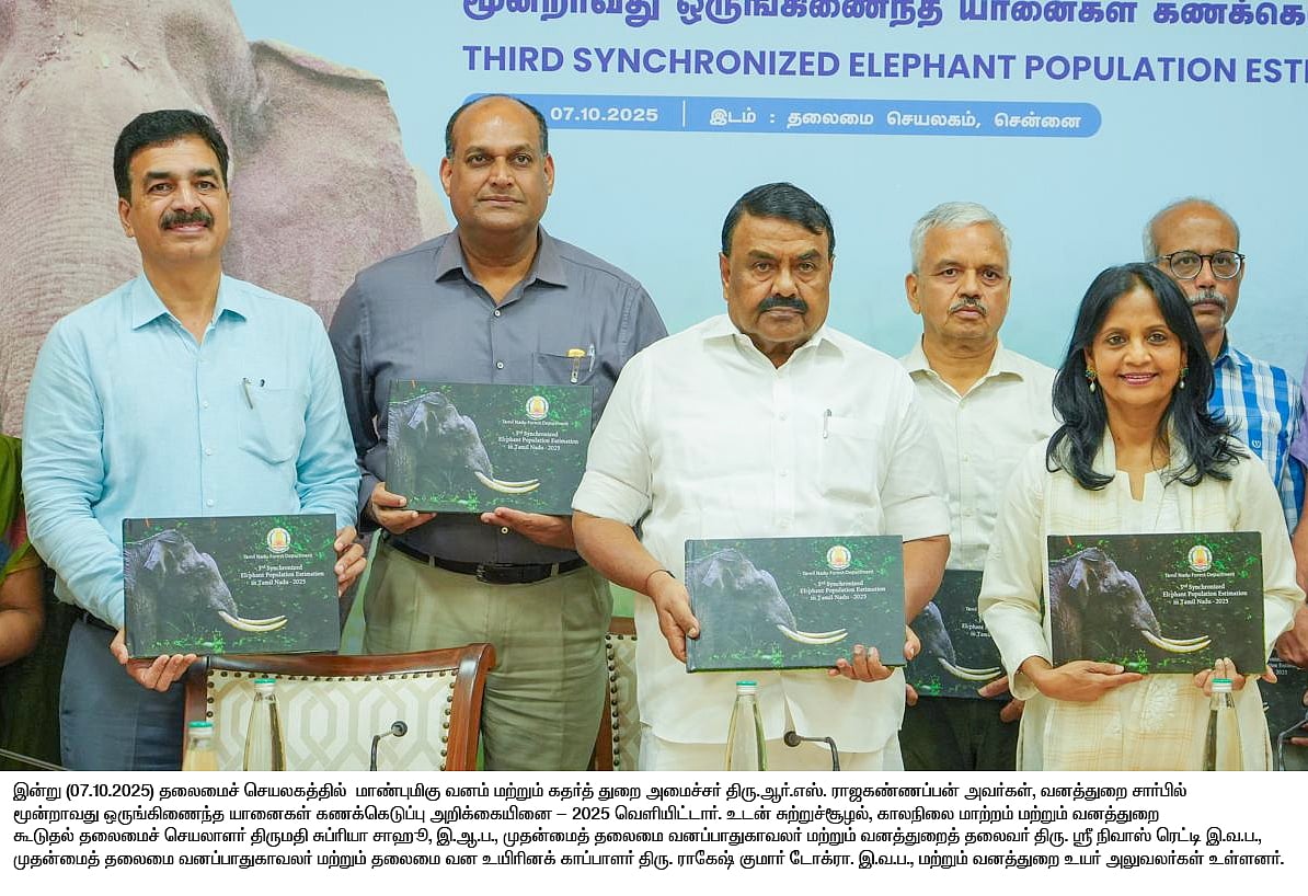 தமிழ்நாட்டில் யானைகள் எண்ணிக்கை அதிகரிப்பு - ஒருங்கிணைந்த யானைகள் கணக்கெடுப்பு அறிக்கை வெளியீடு!