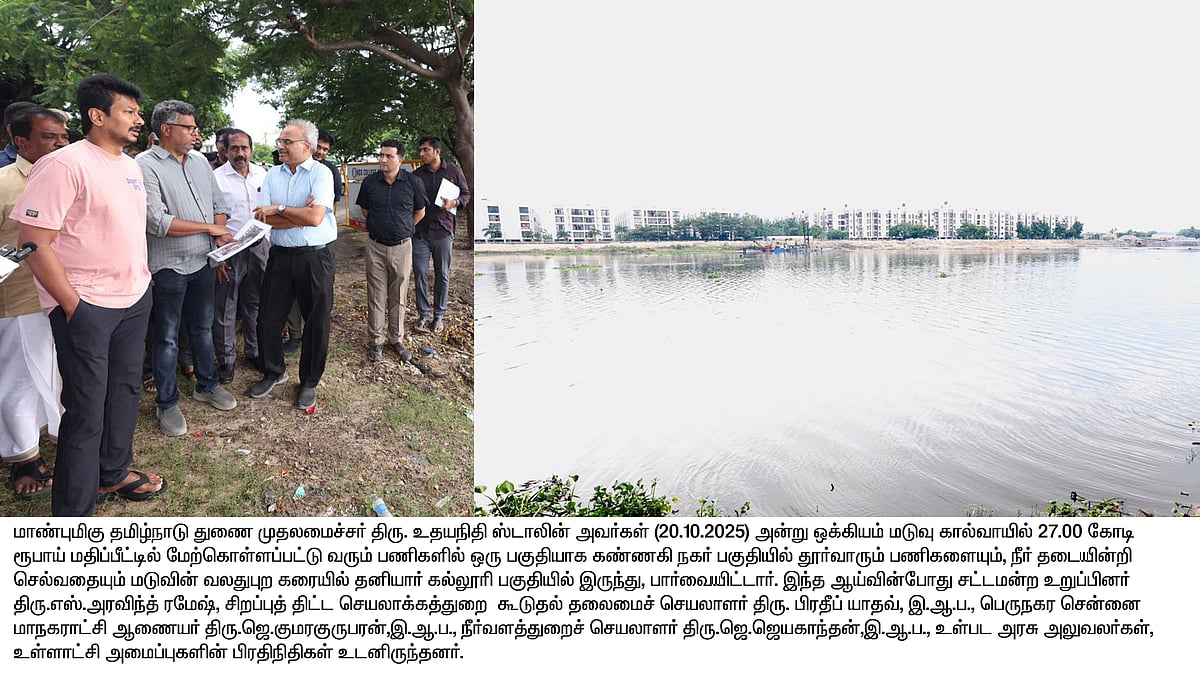 தொடங்கிய வடகிழக்கு பருவமழை... தென்சென்னை பகுதியில் துணை முதலமைச்சர் ஆய்வு!