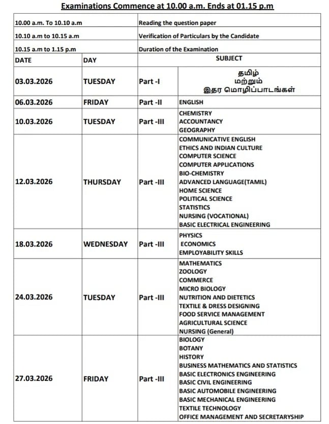 10, 11, 12-ம் வகுப்புகளுக்கான பொதுத்தேர்வு அட்டவணை வெளியீடு.. தேர்வு தேதி என்ன? - முழு விவரம்!