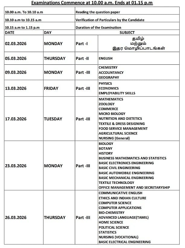 10, 11, 12-ம் வகுப்புகளுக்கான பொதுத்தேர்வு அட்டவணை வெளியீடு.. தேர்வு தேதி என்ன? - முழு விவரம்!