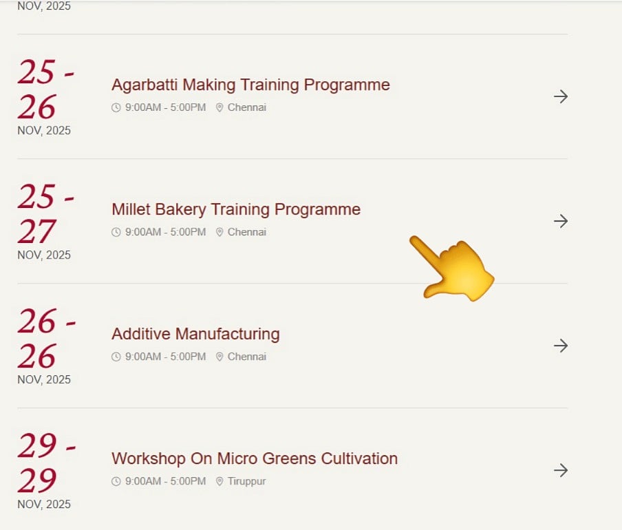 தினை வகைகளை கொண்டு பேக்கரி பொருட்கள் தயாரித்தல்.. 3 நாட்கள் பயிற்சி.. எங்கு? விண்ணப்பிப்பது எப்படி?