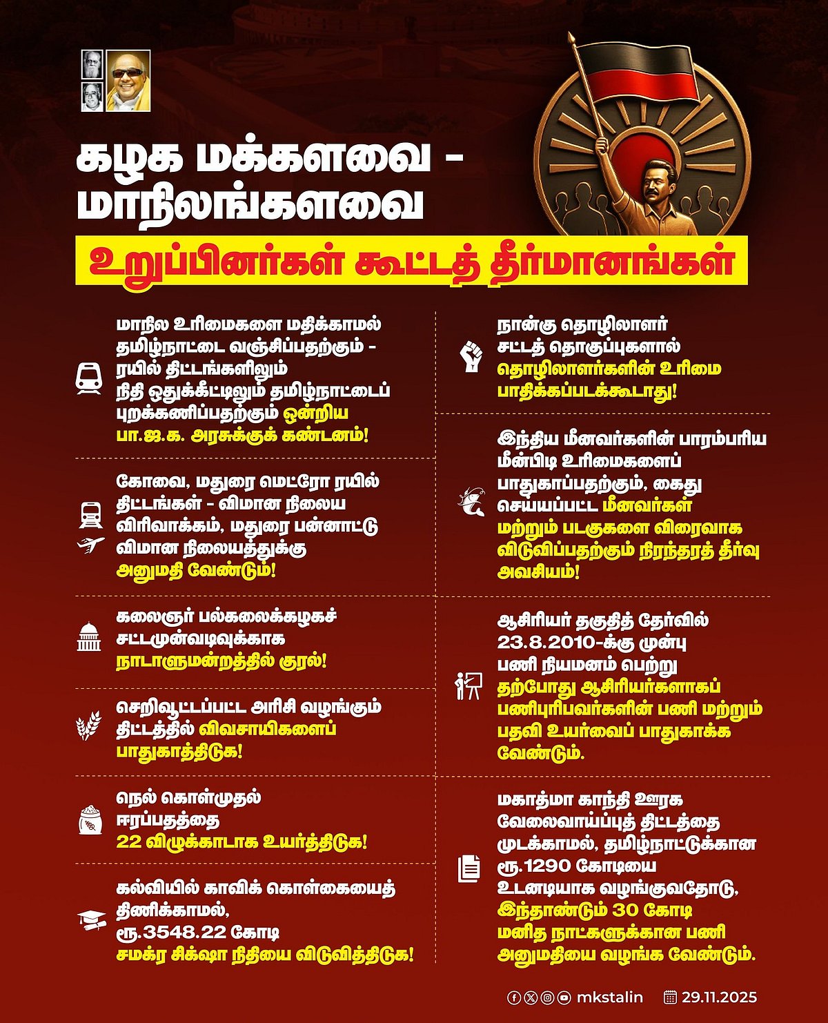 “இவை தீர்மானங்கள் மட்டுமல்ல! ஒன்றிய பா.ஜ.க அரசின் மீதான குற்றப்பத்திரிக்கை!” : முரசொலி தலையங்கம்!