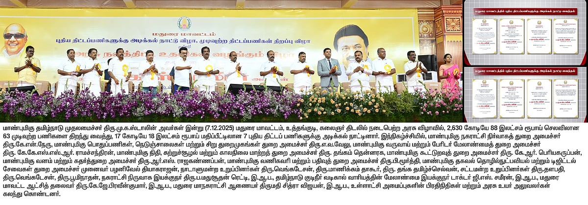 திட்டப் பணிகள் திறப்பு முதல் 1.77 லட்ச பேருக்கு நலத்திட்ட உதவிகள் வழங்கல் வரை... மதுரையில் முதலமைச்சர்!