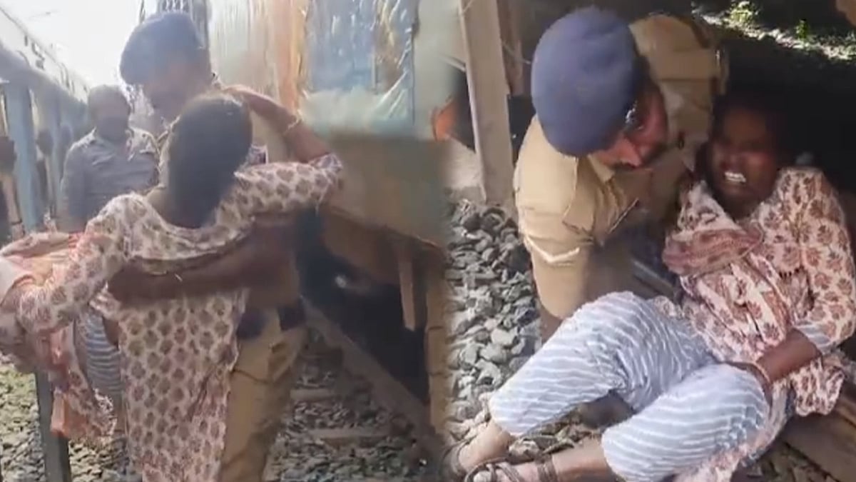 ரயிலுக்கு இடையே சிக்கிக் கொண்ட பெண் : உயிர் காத்த RPF வீரர் - குவியும் பாராட்டு!