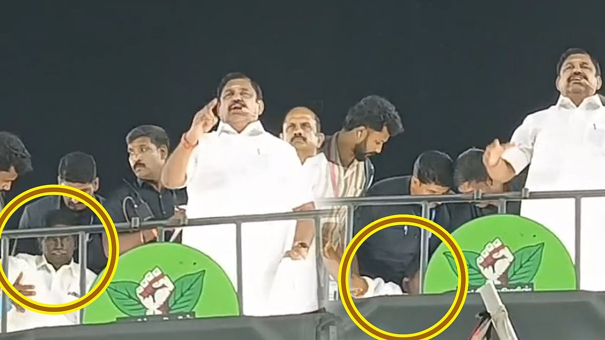 பொத்தென்று மயங்கி விழுந்த அதிமுக மாவட்டச் செயலாளர்... கண்டுகொள்ளாமல் பேசிக்கொண்டிருந்த பழனிசாமி! - video