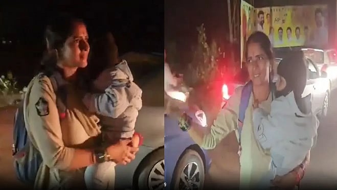 கடுமையான போக்குவரத்து.. சிக்கி தவித்த ஆம்புலன்ஸ்.. கைக்குழந்தையுடன் களத்தில் இறங்கிய பெண் காவலர்! | VIDEO