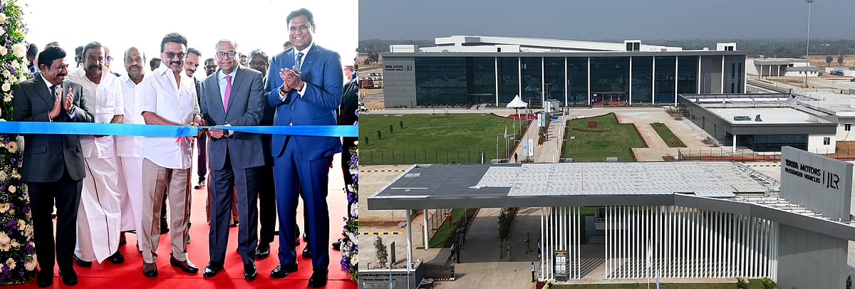 லேண்ட் ரோவர் ஓட்டிய முதல்வர் மு.க.ஸ்டாலின்! : இராணிப்பேட்டையில் டாடாவின்  நவீன வாகன உற்பத்தி ஆலை திறப்பு!