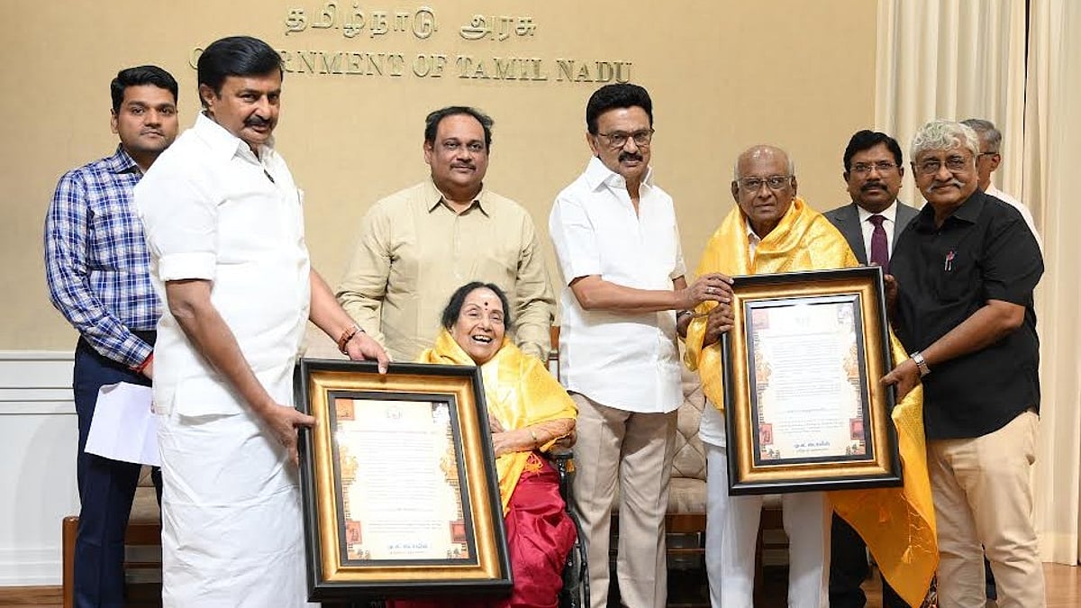 கலைஞர் நினைவு கலைத்துறை வித்தகர் விருது : M.N.ராஜம், S.P.முத்துராமன் ஆகியோருக்கு வழங்கினார் CM MK Stalin!