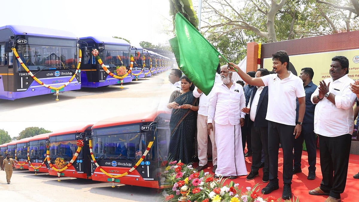 100 புதிய தாழ்தள மின்சாரப் பேருந்துகள் இயக்கம்! : துணை முதலமைச்சர் உதயநிதி ஸ்டாலின் தொடங்கி வைத்தார்!