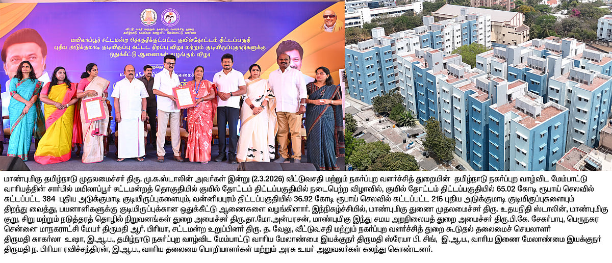 வரலாற்றில் முதல்முறையாக.. 5,367 அடுக்குமாடி குடியிருப்புகள்.. ஒரே நாளில் திறந்து வைத்து அசத்திய முதல்வர்!