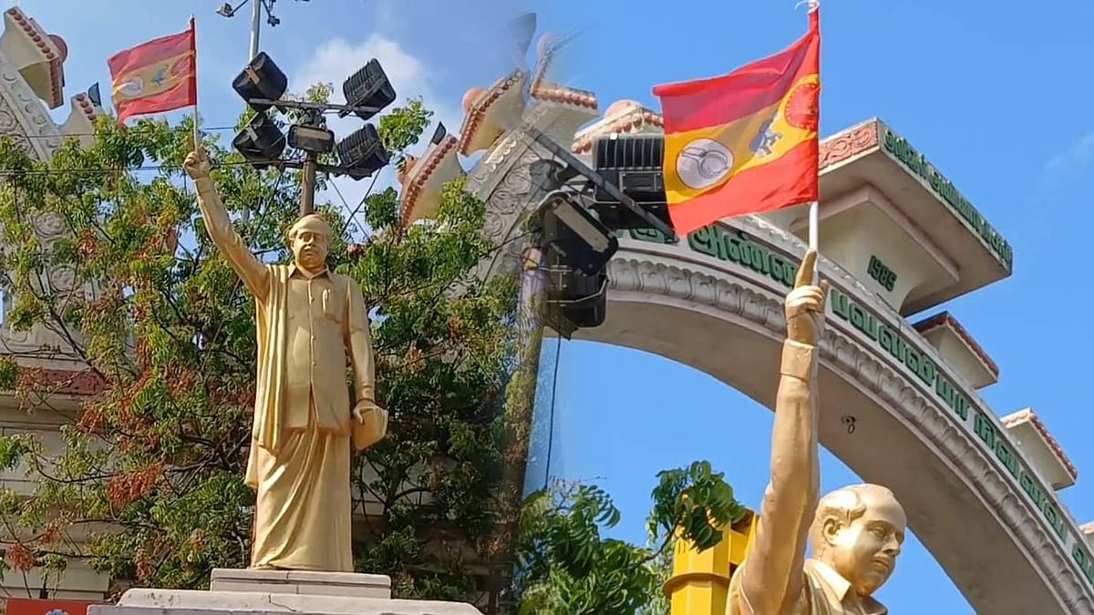 ”தலைநகரில் பேரறிஞர் அண்ணா சிலையின் மீது இழுக்கு… கொள்கையில்லா த.வெ.க கோமாளிகளின் அட்டூழியம்”