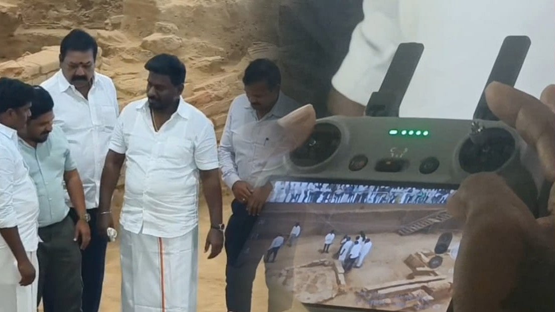 கீழடியில் பார்வையா? ரீல்ஸ் பற்றாக்குறையா? ட்ரோன் கேமராவுடன் அமைச்சர் ராஜ்மோகன் குழுவின் அத்துமீறல்!