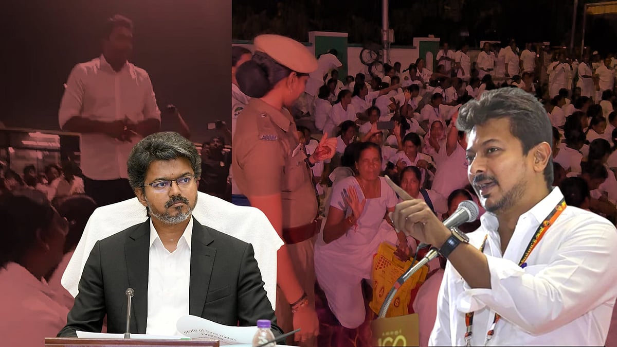 செவிலியர்களின் உண்மைக் கண்ணீரைத் துடைக்க மறுப்பது ஏன்? : விஜய்க்கு எதிர்க்கட்சி தலைவைர் உதயநிதி கேள்வி!