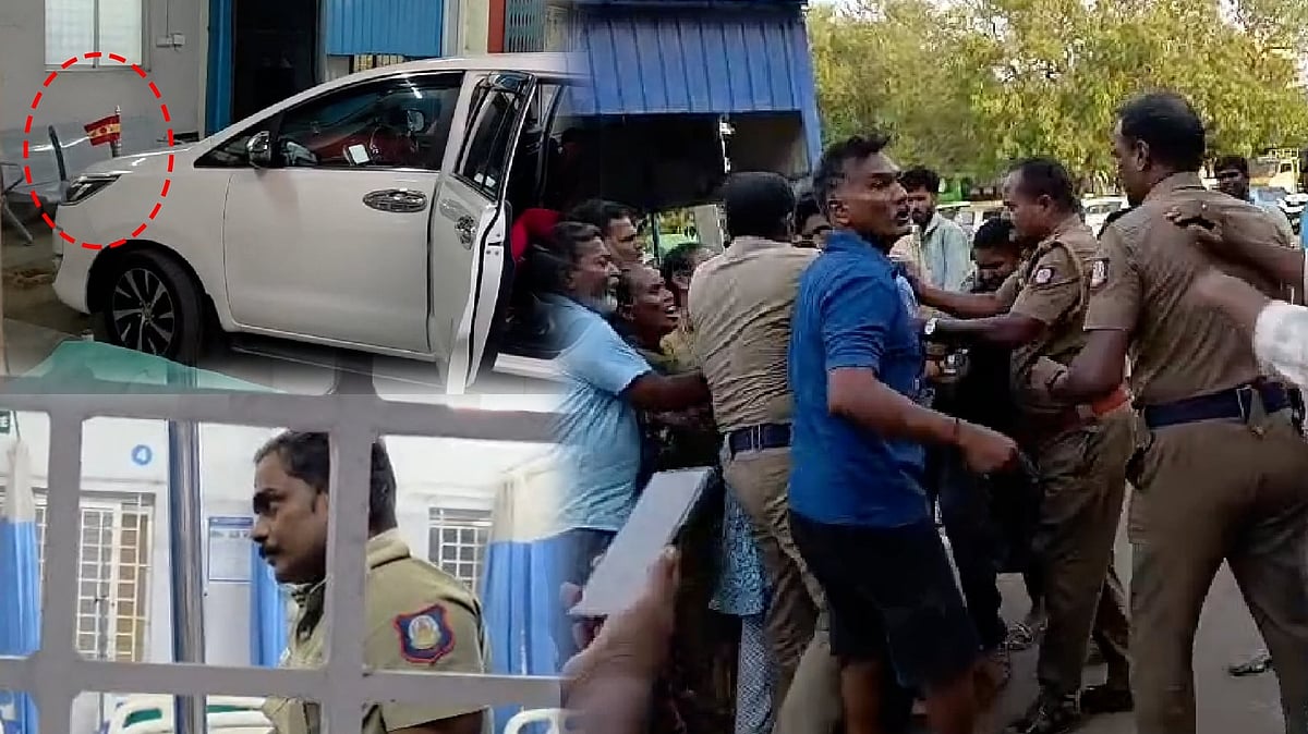 கோவையில் பரபரப்பு.. காவல்நிலையத்திற்கு தவெக கட்சிக் கொடி கட்டி வந்த கார்.. காவலர்கள் மீதும் தாக்குதல்!