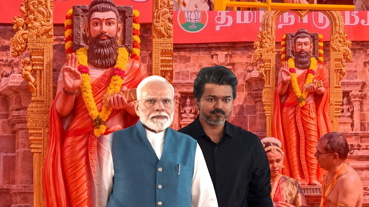 திருவள்ளுவருக்கு மீண்டும் காவிச்சாயம் - பிரதமர் மோடியை வரவேற்று, வழி அனுப்பிய விஜய் கண்டனம் தெரிவித்தாரா?
