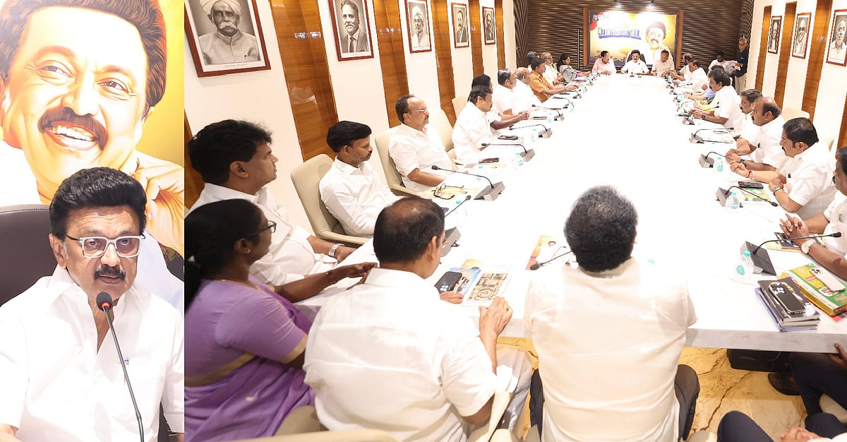 “போராட்டத்திற்கு ஆதரவு.. காங்கிரஸ் இரட்டை வேடம்” : திமுக MP-க்கள் கூட்டத்தில் 4 தீர்மானங்கள் நிறைவேற்றம்!