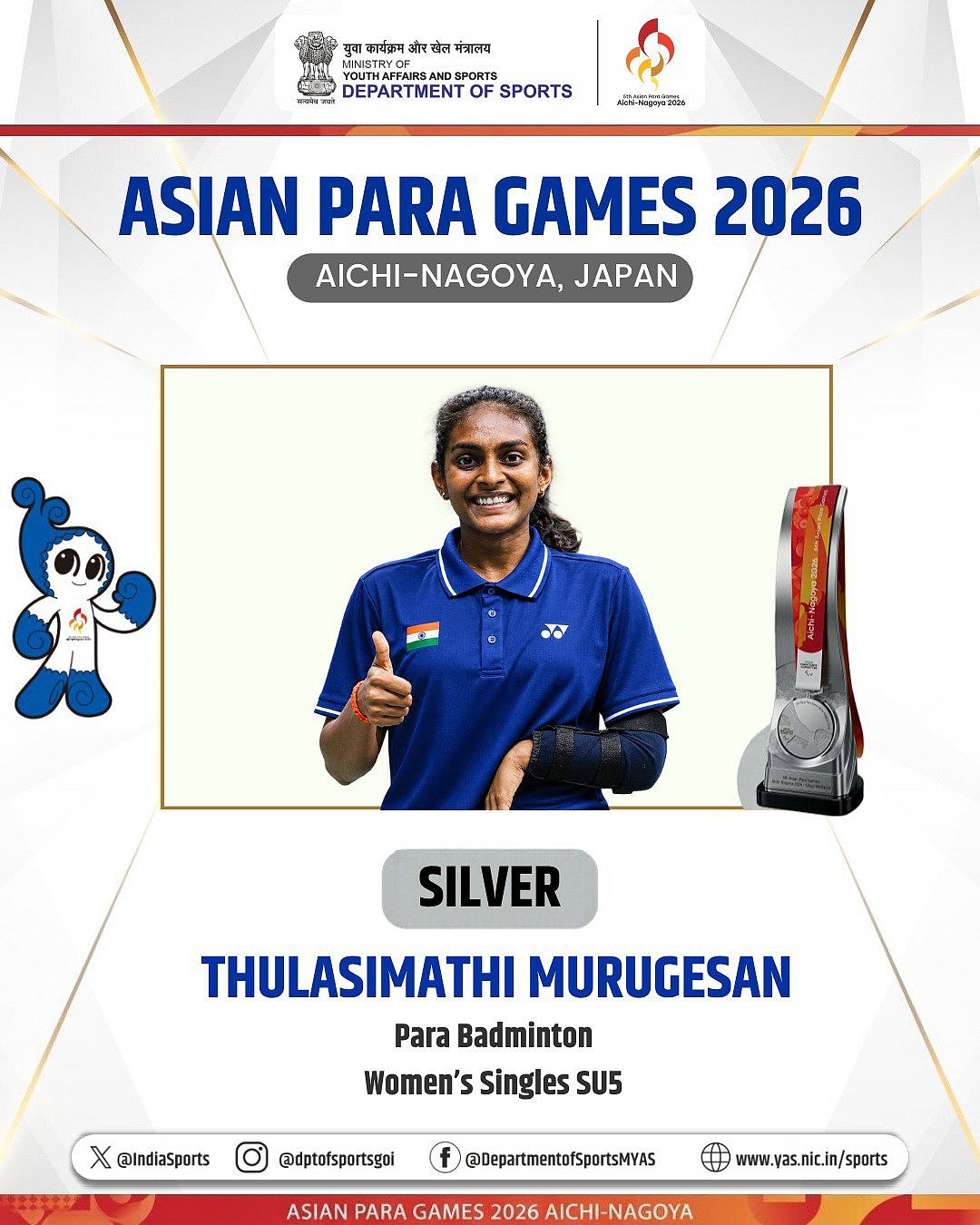 Asian Para Games 2026 : ஒரே நாளில் அடுத்தடுத்து.. பதக்கங்களை அள்ளி குவித்த துளசிமதி முருகேசன்!
