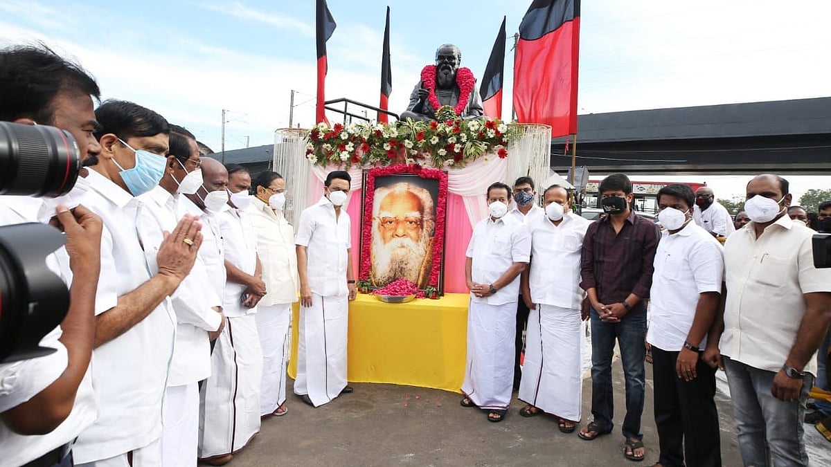 dmk chief mk stalin pays his tribute to periyar statue on his birth ...