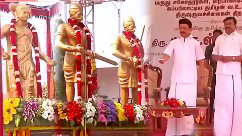 சுதந்திர போராட்ட வீரர்களின் சிலைகளை முதலமைச்சர் மு.க.ஸ்டாலின் திறந்து வைத்தார்