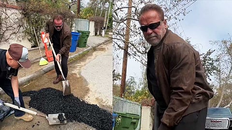 சாலைப் பொத்தலை சரி செய்த அர்னால்டு ஸ்வாஸ்நேகர் ட்விட்டரில் உலகுக்கு சொன்ன செய்தி!