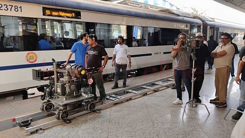 Film shooting on Vande Bharat train
