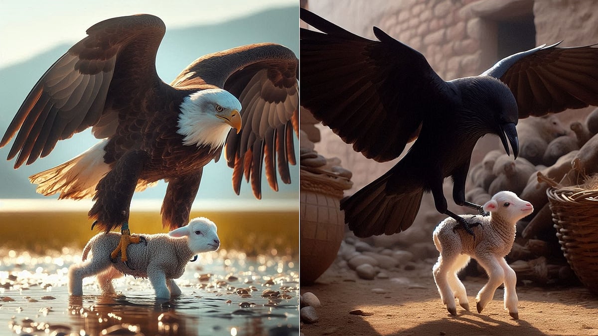 விரலுக்கேத்த வீக்கம்; வரவுக்கேற்ற செலவு! ஒன்று கழுகு; மற்றொன்று காகம்!