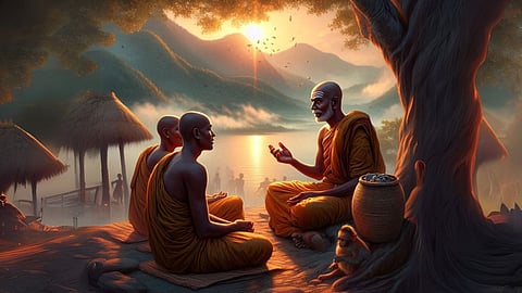 Monk with two disciples
