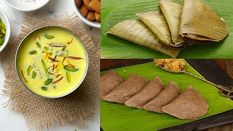 Sago Almond Milk and ragi stuffed banana leaf kozhukattai