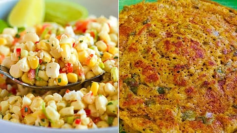 Sweet corn salad and oatmeal!