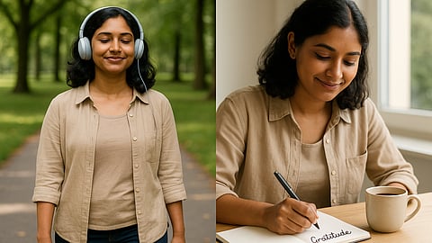 girl enjoying nature and writing gratitude