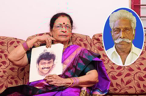 புலியூர் சரோஜா, கணவர் மற்றும் மகனுடன் 